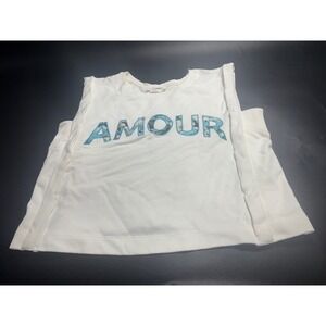 Anthropologie by Anthropologie White Amour Graphic Sweatshirt Pullover Size L